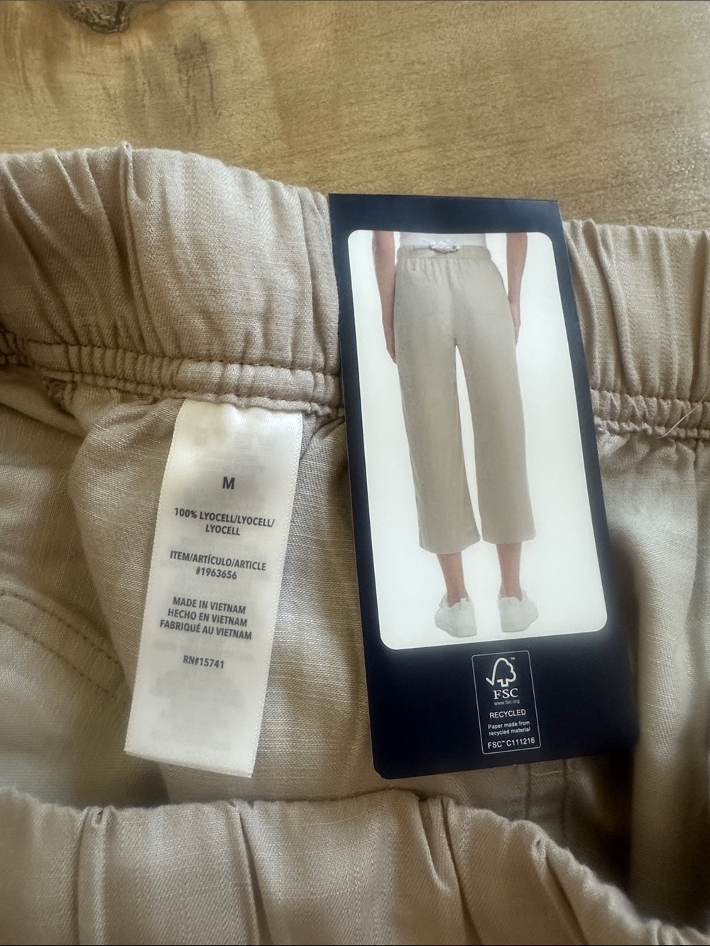 NWT Splendid Wide-Leg Drawstring Chinos - Light Beige Sz M - Picture 7 of 8
